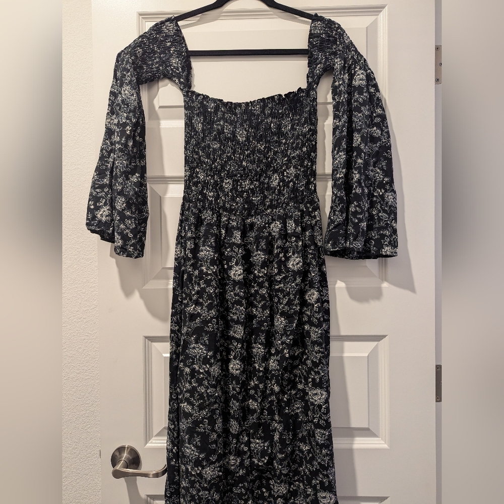 Casual Black Floral Dress